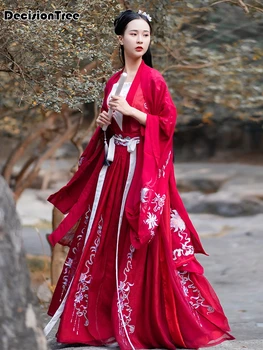 

2020 China Princess Hanfu Costume for Women Elegant Red Female Chinese Ancient and Traditional Adult Clothes Folk Dance Outfit