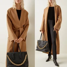 Cappotto di media lunghezza in lana Double face da donna tasche grandi 2021 nuova giacca lunga calda da donna manica lunga Outwear Top con telai