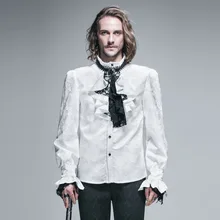 Devil Fashion Gothic Shining Men Tuxedo Shirt Punk White Blouses Party Tie Shirt With Jewelry Long Sleeve Shirt With Pattern
