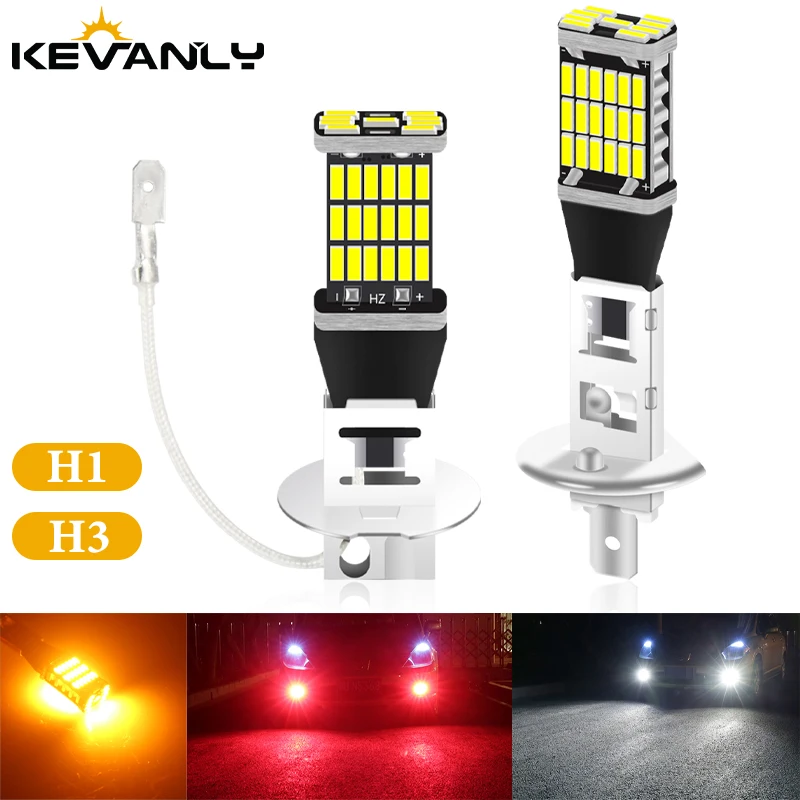 1PCS LEDFog Light  H1 LED H3 LED H4 H7 9005 hb3 led 9006 hb4 led 4014 Chips 45SMD Lamps Bulb Lens DC 12V car bulb  Car lamps Led
