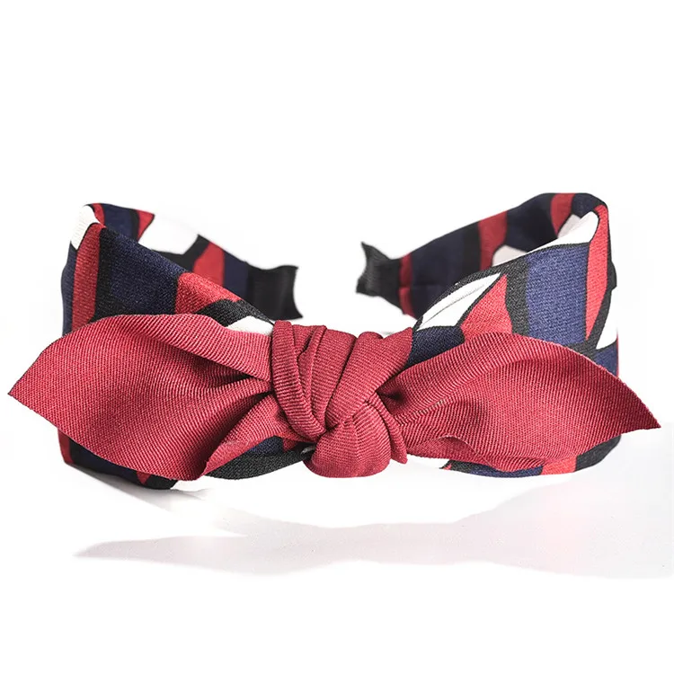 RedWhitePlaidRedBow Широкая полоска ткани узел женские повязки для волос прекрасные базовые повязки для девушек женские головные уборы аксессуары для волос - Цвет: RedWhitePlaidRedBow