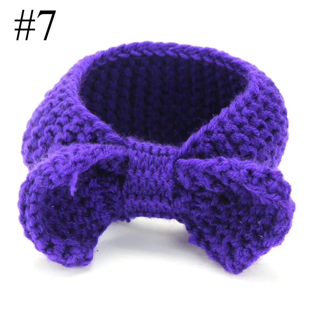 7 1Pcs Baby Toddler Little Girl Winter Cute Bowknot Crochet Knit Headband Hairband Ear Warmer - Цвет: 7