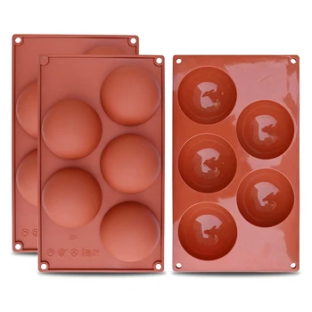 

5 Half Ball Sphere Silicone Mold Round Cake Chocolate Stencil Pudding Mould