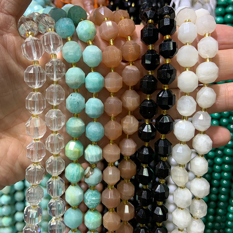 

9-10 мм натуральный кристалл черный агат Sunstone лунный камень амазонит камень бусины 15 ''Круглые DIY свободные бусины для изготовления ювелирных изделий