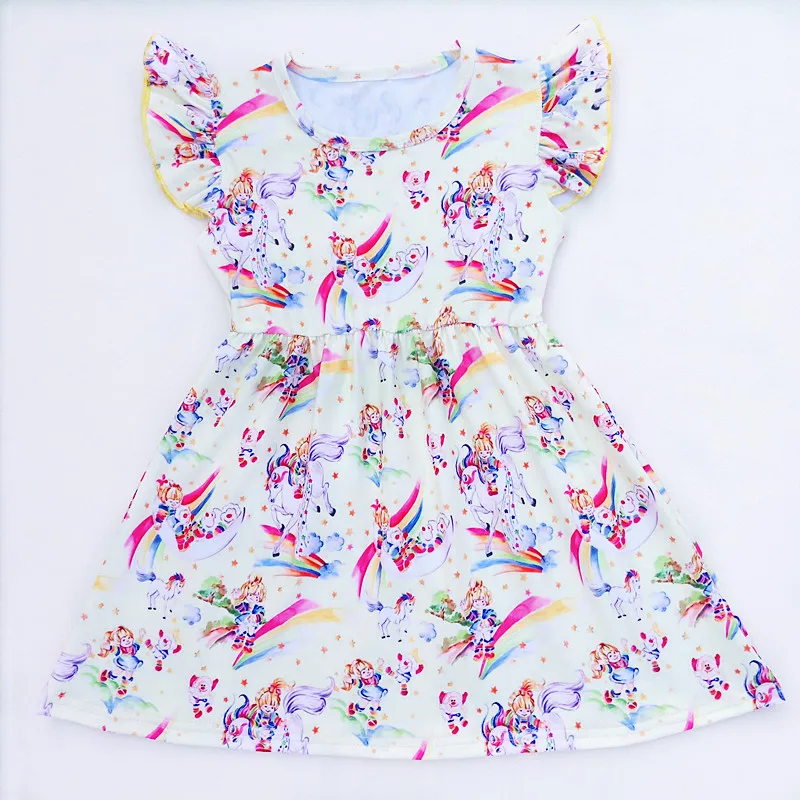 Kids Girls Dress Milk Silk Summer Toddler Flutter Sleeve Unicorn Princess Clothes Dresses | Детская одежда и обувь