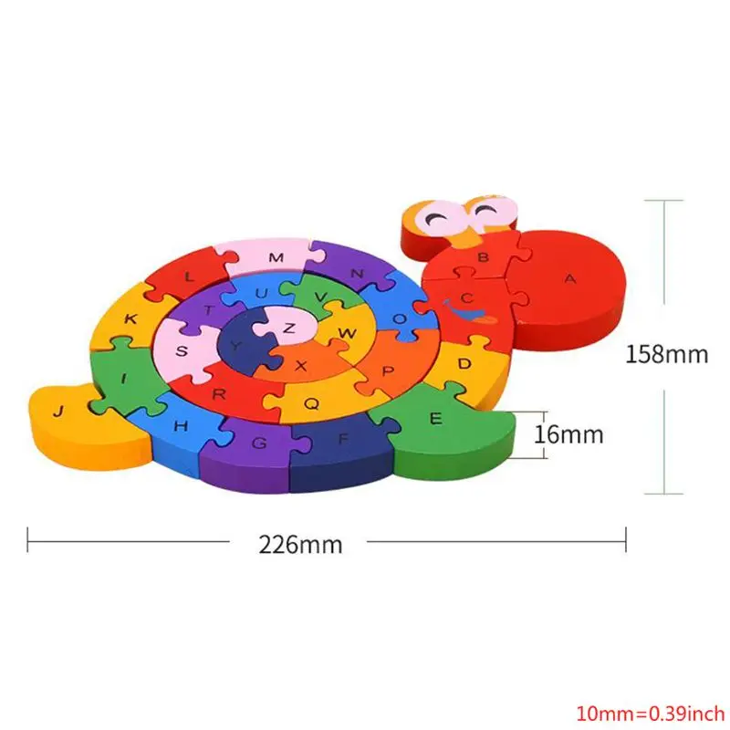 2 шт деревянные пазлы алфавит головоломки строительные блоки Улитка динозавр буквы цифры блоки игрушки для детей