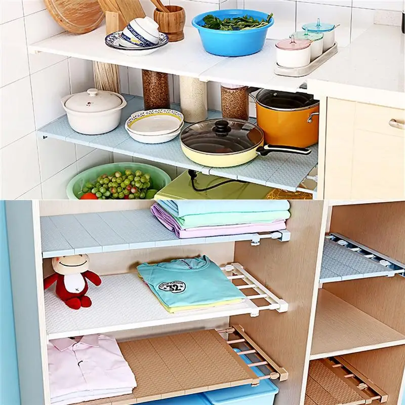 

Adjustable Closet Organizer Storage Shelf Wall Mounted DIY Wardrobe/Clothes/Kitchen Storage Holders Racks Plastic Layer/Dividers