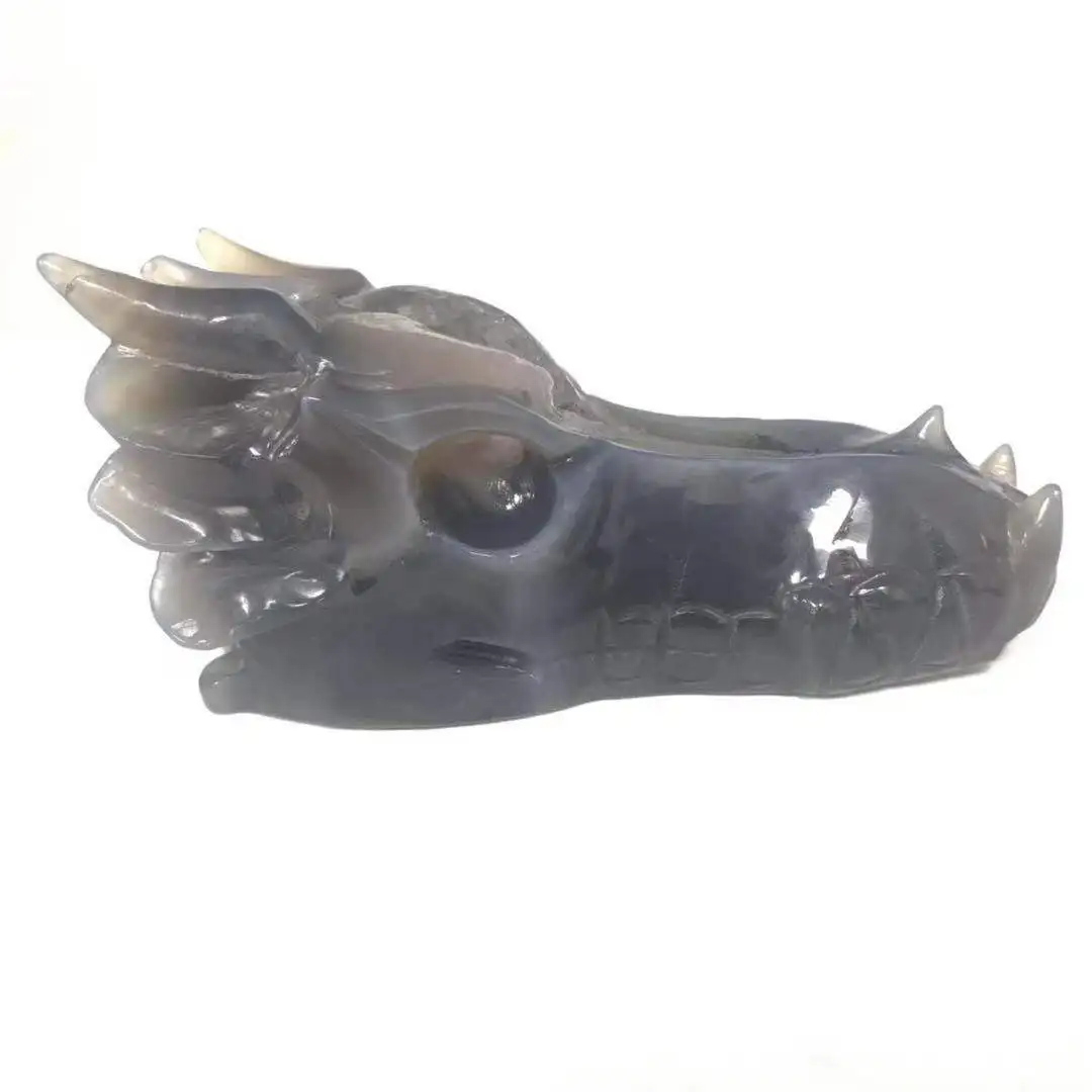Высокое качество натуральный агат Geode Dragon Head форма камня ручной резной для подарка и домашнего декора ZJJ