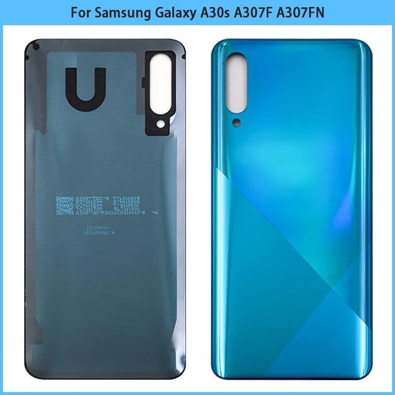

Новинка для Samsung Galaxy A30S A307 A307F A307G Пластиковая Задняя Крышка батарейного отсека A30S задняя дверь корпус клейкая Замена
