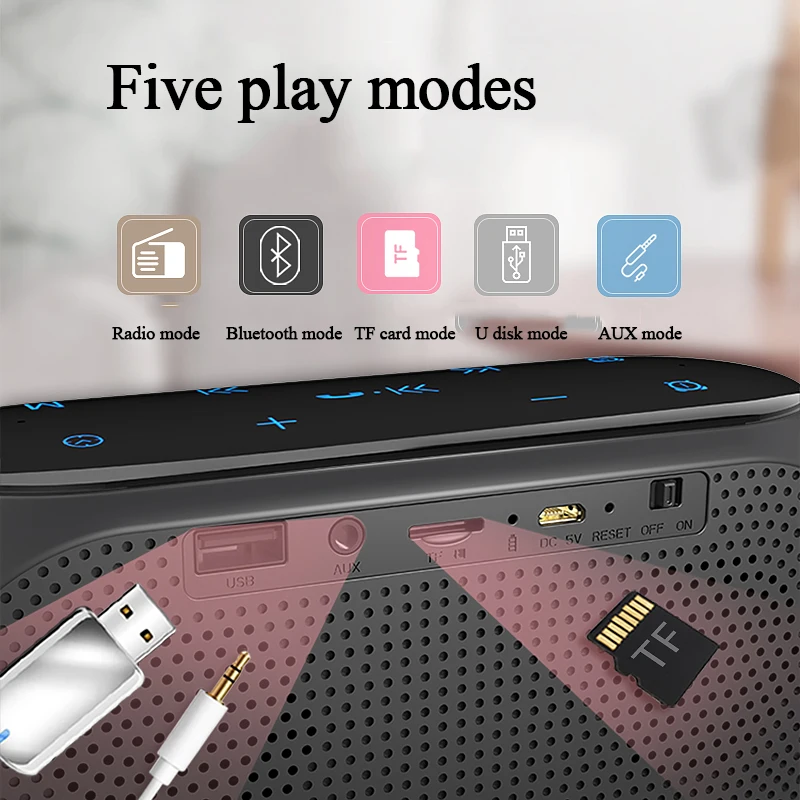 Беспроводной динамик SOAIY S69 Bluetooth 6D стерео бас уличные автомобильные часы