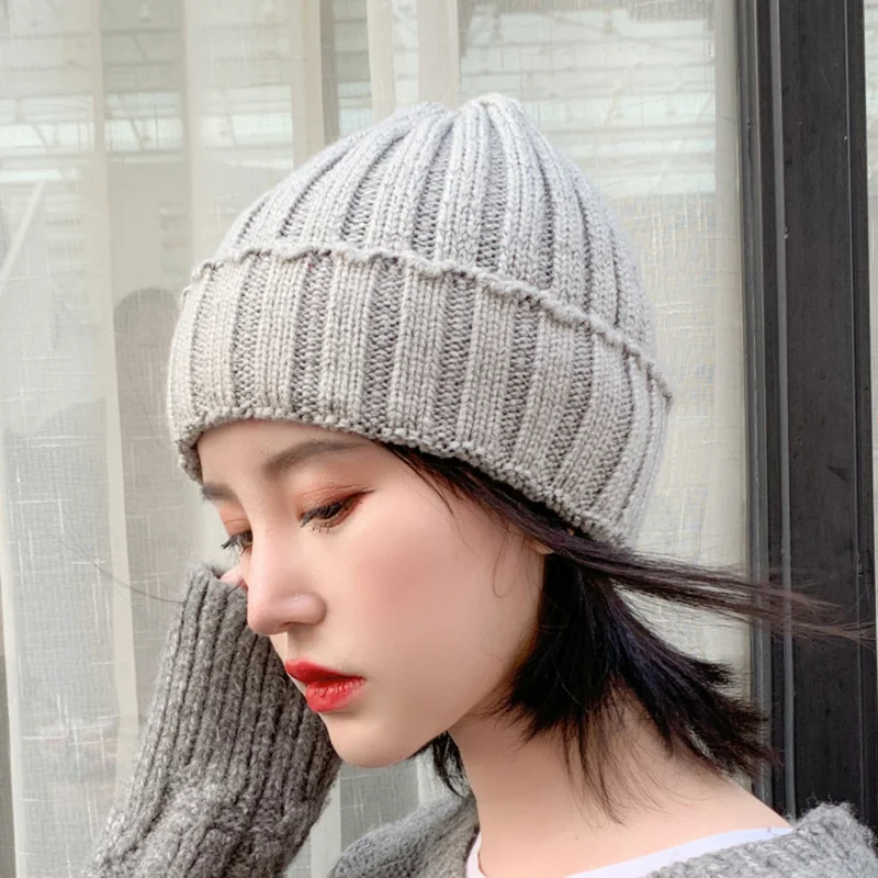Новая Вязаная шшапка harajuku Мода головные уборы Skullies Вязание шляпа, мужские и женские бейсбольные кепки, негабаритный Slouchy мешковатые зима теплая Мужская Лыжная Шапочка