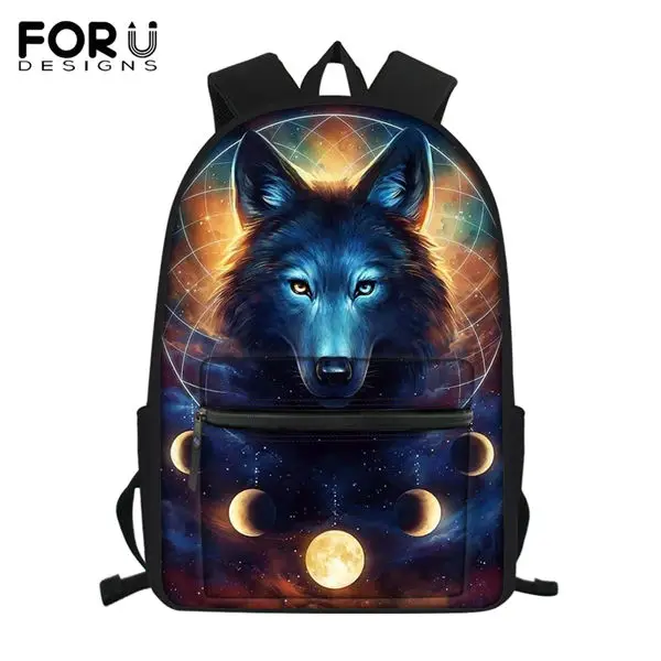 CDWX3799Z58 FORUDESIGNS модный подростковый наплечный холщовый рюкзак с рисунком "Fantasy Wolf", детские школьные сумки для книг, Мультяшные дорожные сумки для девочек - Цвет: CDWX3799Z58
