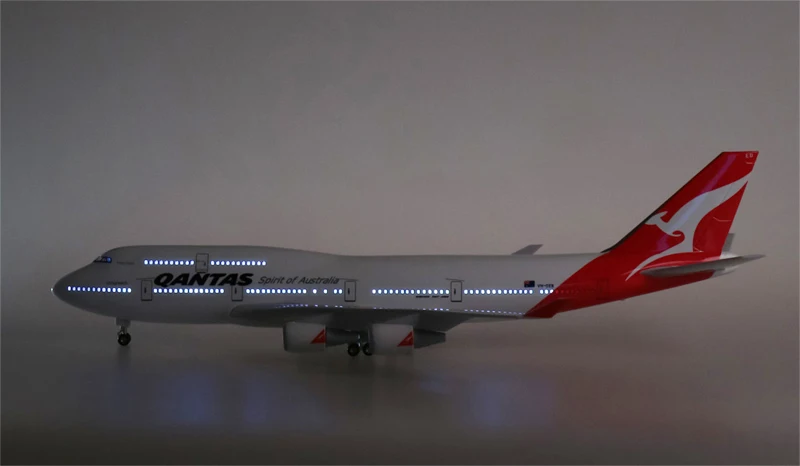 1/150 масштаб 47 см самолет B747 QANTAS Boeing 747 модель самолета светодиодный свет и колесо шасси литье под давлением модель самолёта из смолы игрушка