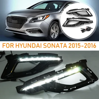 

Pair Car Front Bumper LED DRL Daytime Running Light Driving Fog Lamp Headlight For Hyundai Sonata 2015 2016 Car Accessories