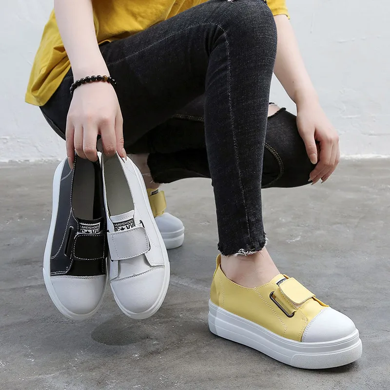 

Small White Shoes Round Toe 2019 Fashion Women's Clogs Platform Casual Female Sneakers Shallow Mouth Flats Nurse New Modis