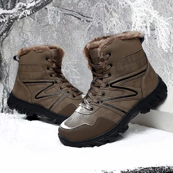 

Men's Winter Snow Boots Fur plush super warm Ankle Boots Men Casual Shoes High Quality Men Outdoor Work safety Shoes Plus Size