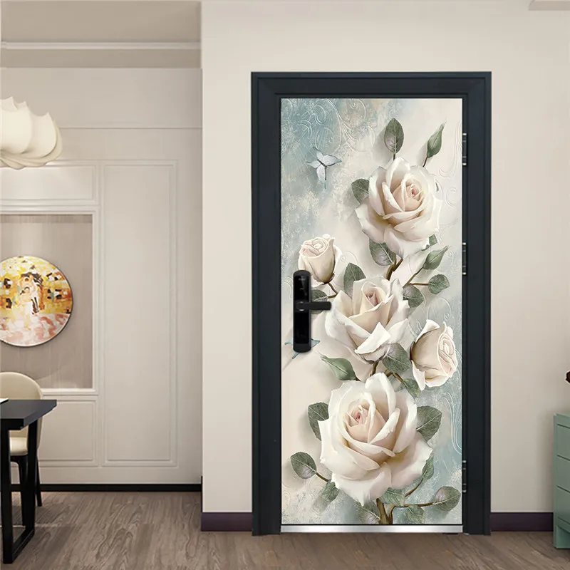 DZMT119 Sticker On The Door Autumn Yellow Tree Wallpaper Natural Landscape Decoration Decal Removable PVC Large Mural Home Decor Poster - Color: DZMT119
