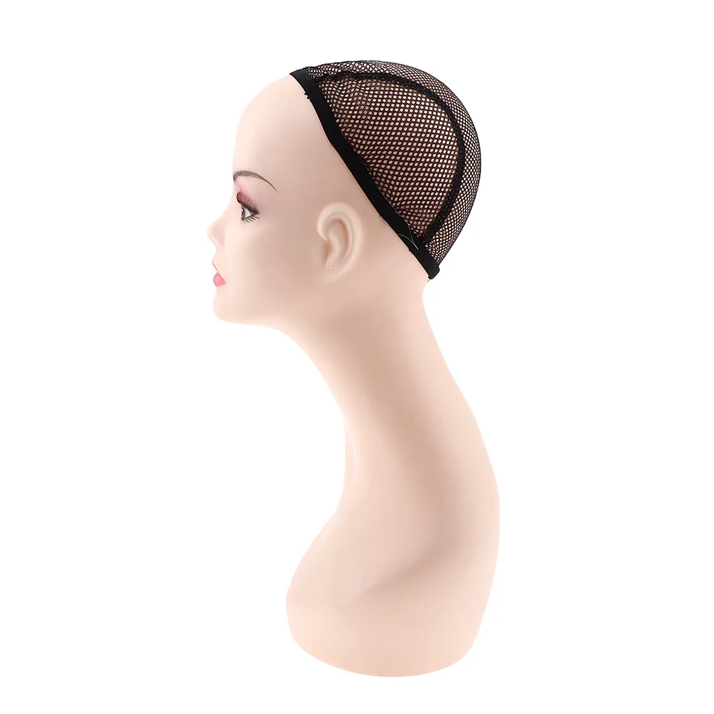 1 Piece Professional Female Flesh Tone Mannequin Head With Wig Net Cap, Long Neck Hat Scarfs Wigs Display Head
