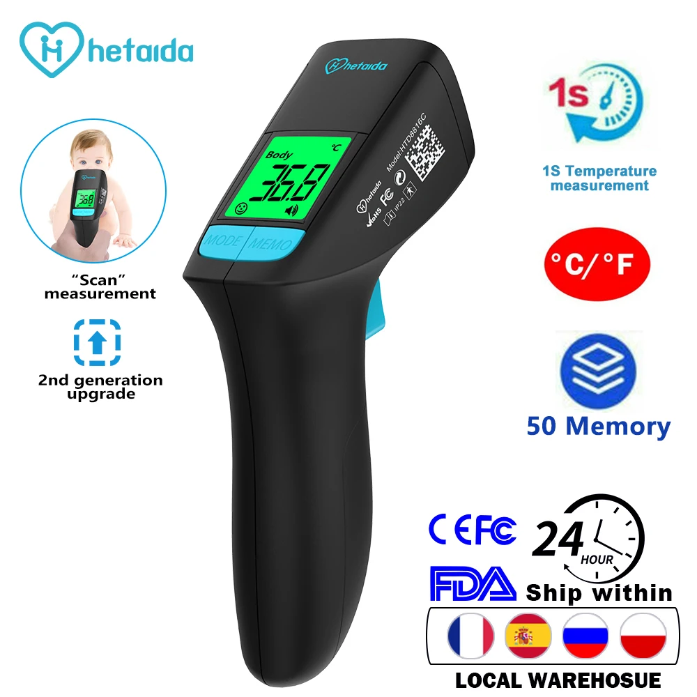 

hetaida Baby Thermometer Infrared Digital LCD Body Thermometers Forehead Intelligent Scanning Measurement For Babies Kids Adult