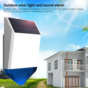 

Fuers Wireless Outdoor Solar Strobe Siren Home Security Acousto-Optic Alarm Flash Sound Light Siren For WIFI Gsm Alarm