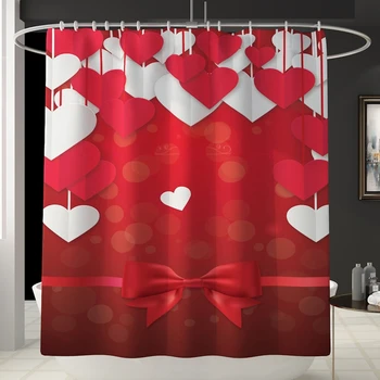 

Bath Shower Curtains Pattern Polyester Waterproof Bathroom Curtains with Hooks
