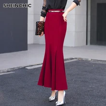 High-end Women Skirt Autumn New Fashion Slim High Waist Mermaid Skirt Business Ladies Office Red/Black Skirt Female OL