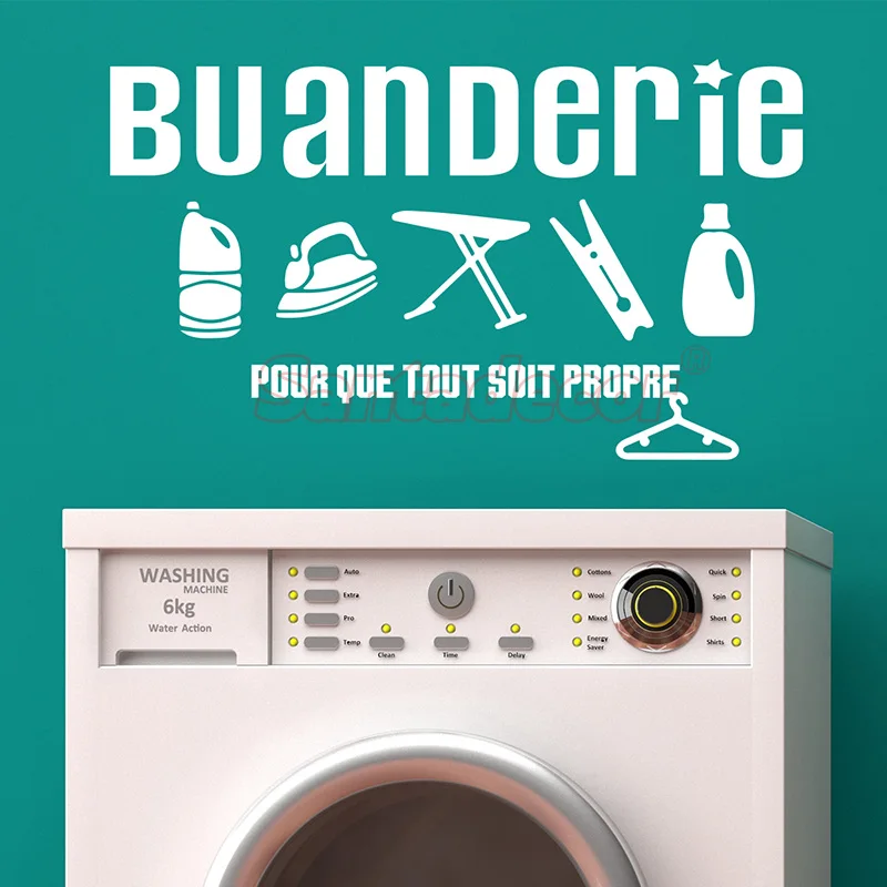 Stickers Buanderie Pour Que Tout Soit Propre Wall Art Decal Laundry Room  Wallpaper Mural Home Decor Poster House Decoration - AliExpress