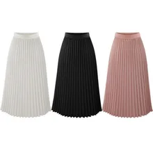 Autumn Women Velvet Large Swing Skirts Casual Solid Elasticity Midi Skirt Korean Elegant High Waist Pleated Skirts#G3