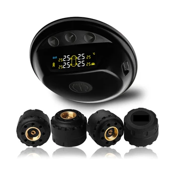 

Car Tire Pressure Monitor Stystem with 4 Valve Cap Universal Car Security TMPS Sensors Solar Powered Wireless Car Accessories
