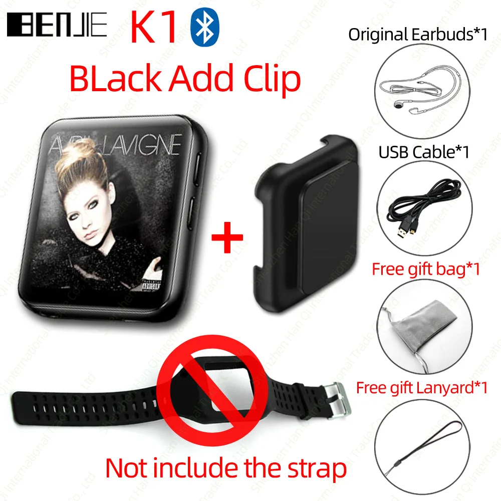 BENJIE K1 полный сенсорный экран Bluetooth MP3 плеер портативный аудио 8 ГБ 16 ГБ мини клип музыкальный плеер с fm-радио, рекордер, электронная книга - Color: Black