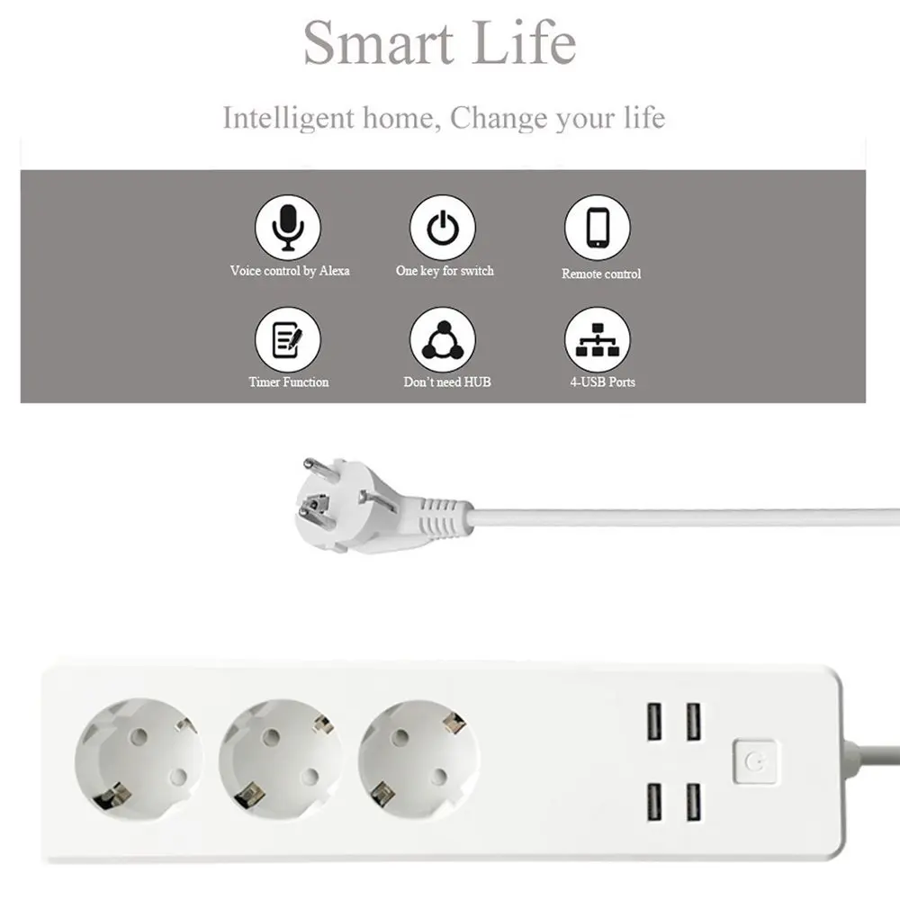 Умный удлинитель с Wi Fi 3 розетки USB портом для зарядки|Умные розетки| |