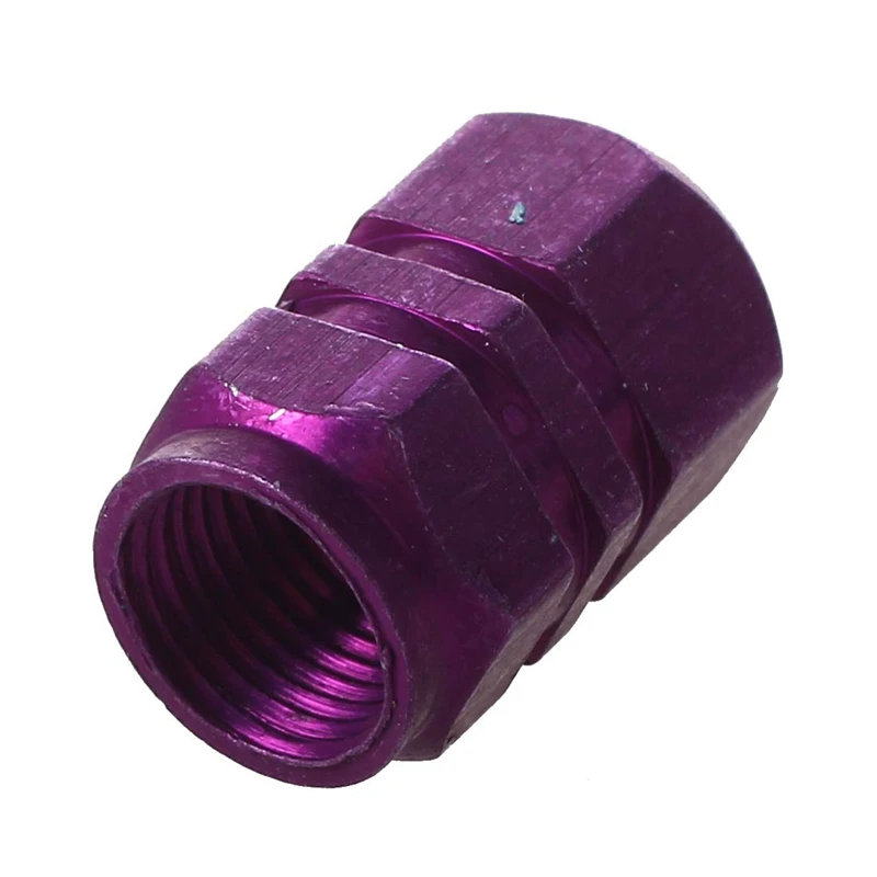 SODIAL(R) 4 x Purple Hexagon Aluminum Alloy Tire Valve Caps for Car Auto
