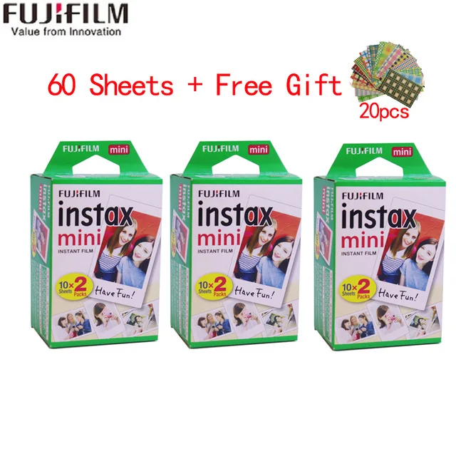 20-100 листов Fujifilm Instax Mini белая пленка мгновенная фотобумага для Instax Mini 8 9 7s 9 70 25 50s 90 камера SP-1 2 камеры - Цвет: 60 sheets