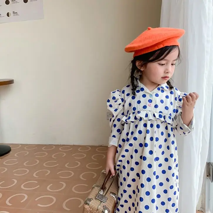 2020 Fall Baby Girls Cotton Dot Dress Princess Sweet Clothes 6 Pieces/lot Wholesale | Детская одежда и обувь