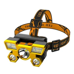 Lampe frontale très lumineuse à 5 LED, imperméable, Rechargeable, 4 Modes d'éclairage, idéale pour l'extérieur, le Camping, le cyclisme et la pêche 