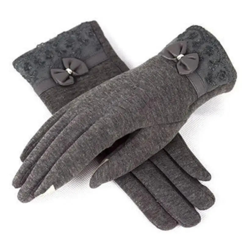 New gray CHSDCSI, модные варежки, перчатки для женщин, женские перчатки, новинка, зимние женские теплые перчатки, одноцветные кружевные кашемировые перчатки, длина до запястья - Цвет: New gray