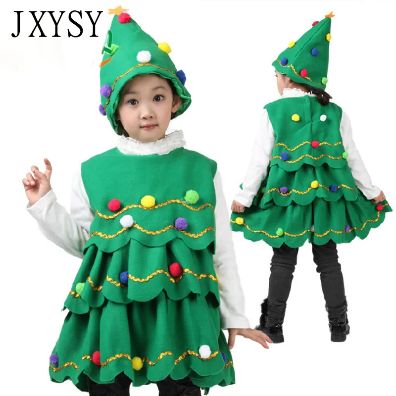 Рождественское платье для девочек; детская одежда для сцены с рождественской елкой; платья принцессы для новогодней вечеринки; наряды с шапочкой; Рождественская одежда
