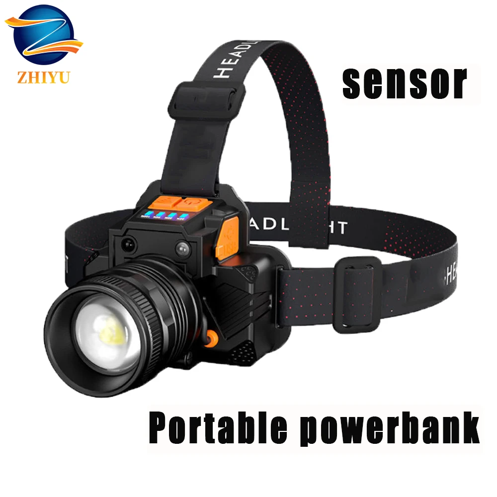 ZHIYU USB Rechargeable LED Headlamp Sensor Zoomable Built-in Battery Outdoor Rescue Waterproof Camping Hunting Fishing | Лампы и