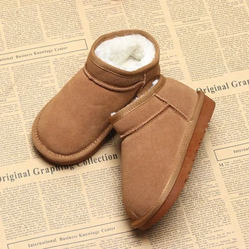 

Warm Kids Snow Boots For Children New Toddler Plush Thicker Sole Boys Girls Snow Non-slip Flat Round Toe old Kids Ankle Boots