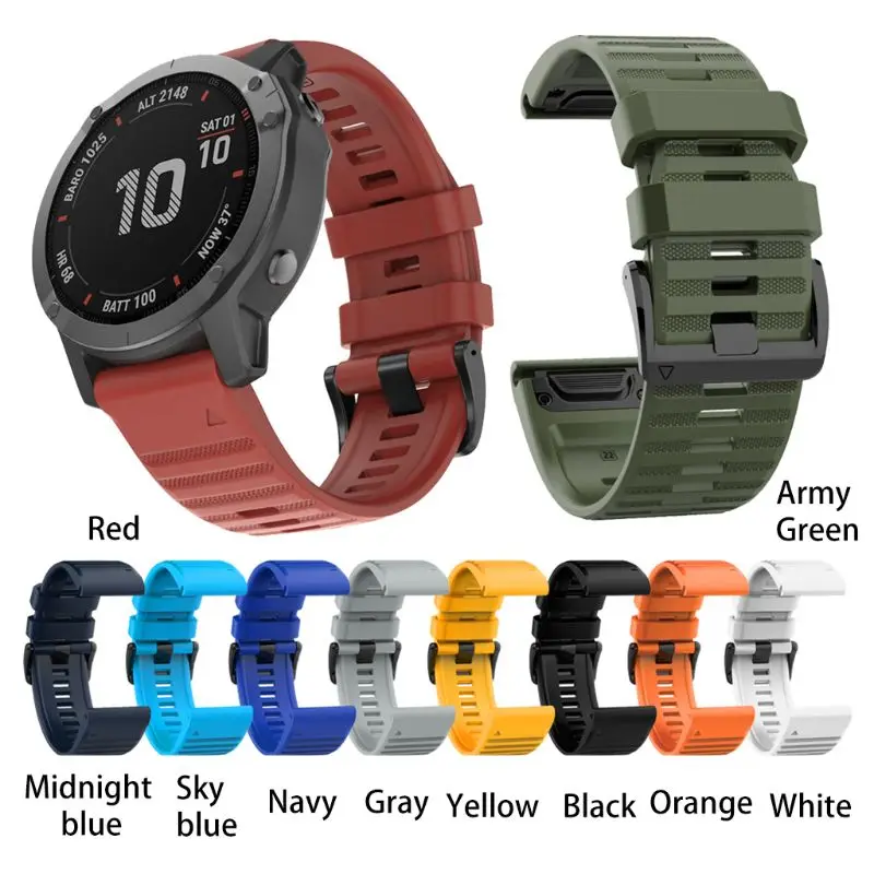 

22mm Watch Strap Silicone Wrist Band for Gar-min Fenix6/5/5Plus/Forerunner 935