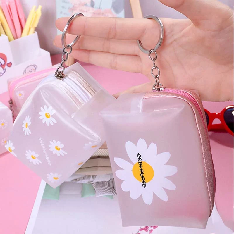 Cartera pequeña transparente para mujer, monedero con cremallera, bolso de mano de moda, monedero llaves, Mini bolsa de almacenamiento cosméticos, 2020|Monederos| -