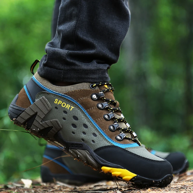 FTROCHB High Quality Unisex Hiking Shoes Brand Breathable Outdoor Men Sneakers Comfortable Non-slip Hot Sale Adult Sports Shoes - Цвет: Оранжевый
