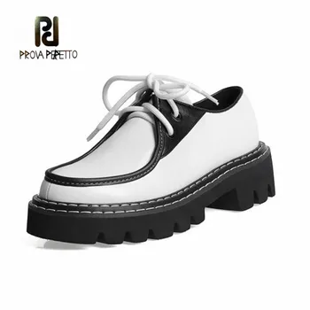 

Prova Perfetto Shallow Lace Up Shoes Zapatillas Mujer Flat Platform Girl Shoes Women Platform Sneakers Preppy Style Ladies Shoes