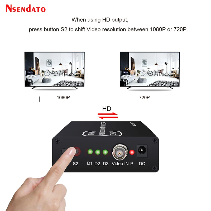 Adaptador do Conversor do Sinal para a Câmera do Cctv Converso Video Hdcp Ntsc Pal Pal Tvi Cvi Ahd Vga 720 p 1080p 5mp 2mp - Image 2