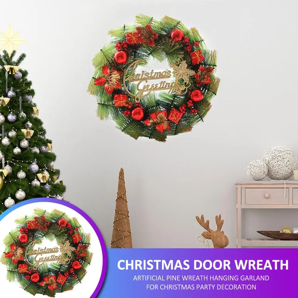 

Christmas Wreath Artificial Pine Door Decoration Wall Hanging Garland New Year Xmas Party Christmas Wreath Decorations
