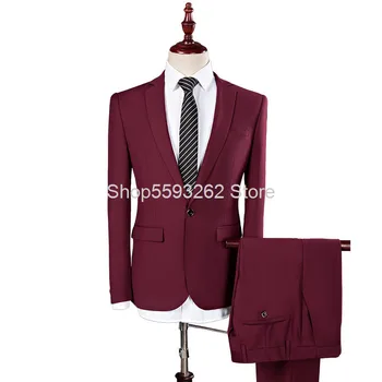 

Autumn Men Slim Fit Suit Marriage Groom Big Size Suit Suit Male Two-piece Set