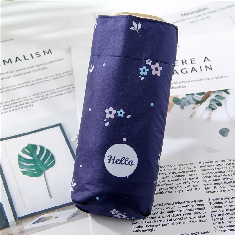 

Hipster Printed Letter Creative Folding Umbrella Mini Ultra-Light Five-fold Umbrella Vinyl Strong Sun-resistant Slimming Sun All