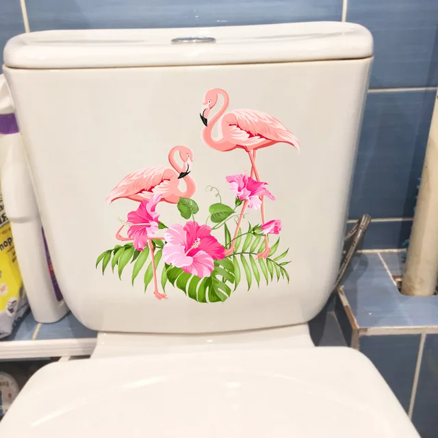 Zttzdy 22,6 Cm × 23,5 Rajzfilm Flamingo Otthoni Falmatricák Klasszikus Fürdőszoba Wc-Dekoráció T2-0753 - Image 2