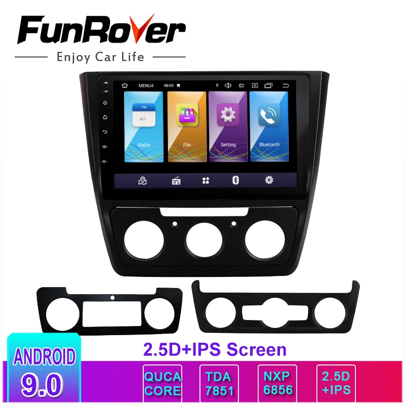 Funrover 2.5D+ ips 2 din Автомобильный Радио Мультимедийный dvd-плеер 10," Android 9,0 gps для Skoda Yeti- Стерео Радио Навигация