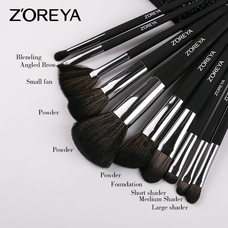 ZOREYA Makeup Brush Set 10pcs Cosmetic Brush Powder Foundation Blush and Eye Brushes